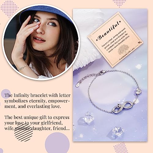 Teen Stocking Stuffers Initial Bracelet for Women Teen Girls Christmas Gifts for Her Wife Mom Letter A-Z Infinity Bracelets I Love You Graduation Gifts for Her Girlfriend Birthday Anniversary Jewelry4
