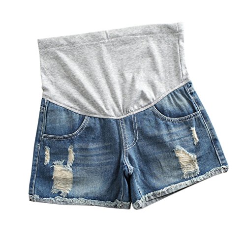 Premamá mamá Vaqueros Shorts Denim Pantalones Suave Elástica para Mujer