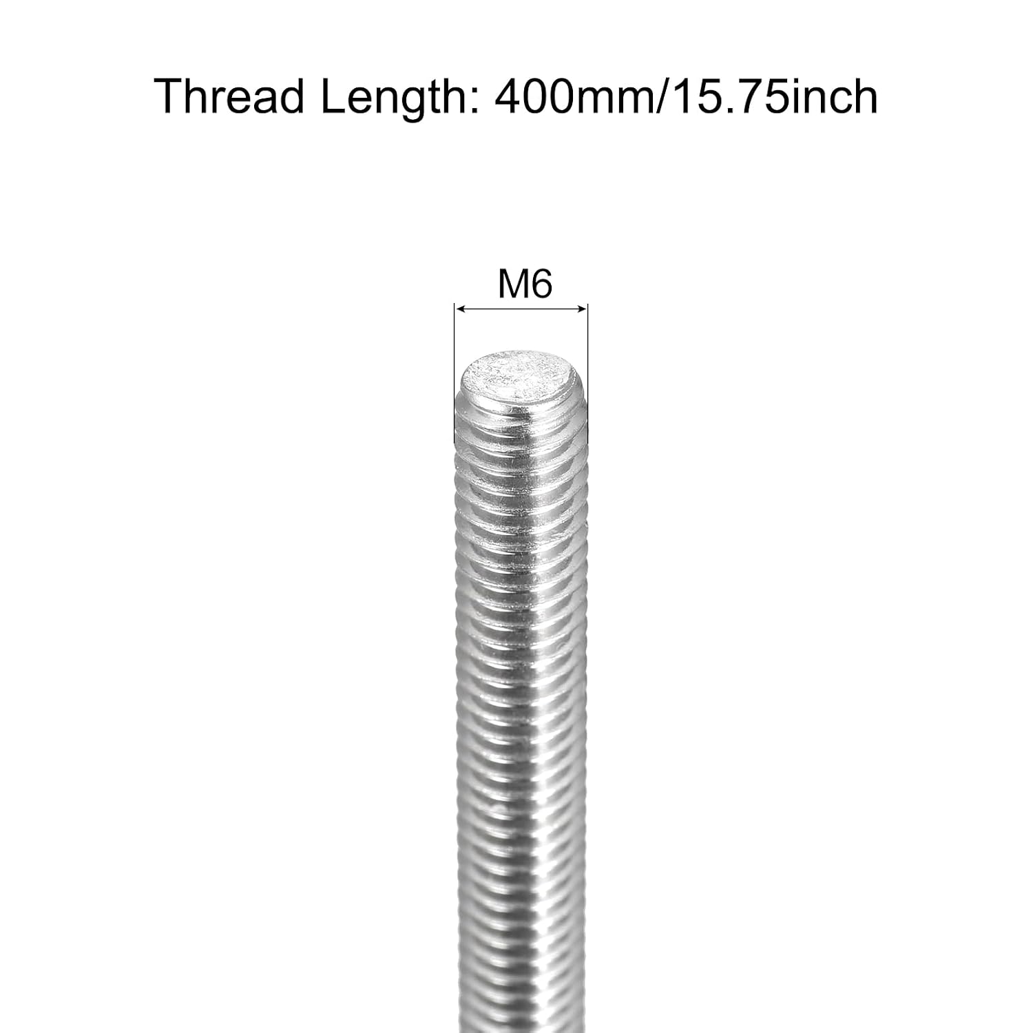 MECCANIXITY Fully Threaded Rod M6 x 400mm 1mm Thread Pitch 304 Stainless Steel Right Hand Threaded Rods Bar Studs 4 Pack