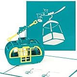 papercrush® Pop-Up Karte Ski Gondel - Gutschein für Skiurlaub, Skifahren - Als Grußkarte oder Gutscheinkarte für Skifahrer