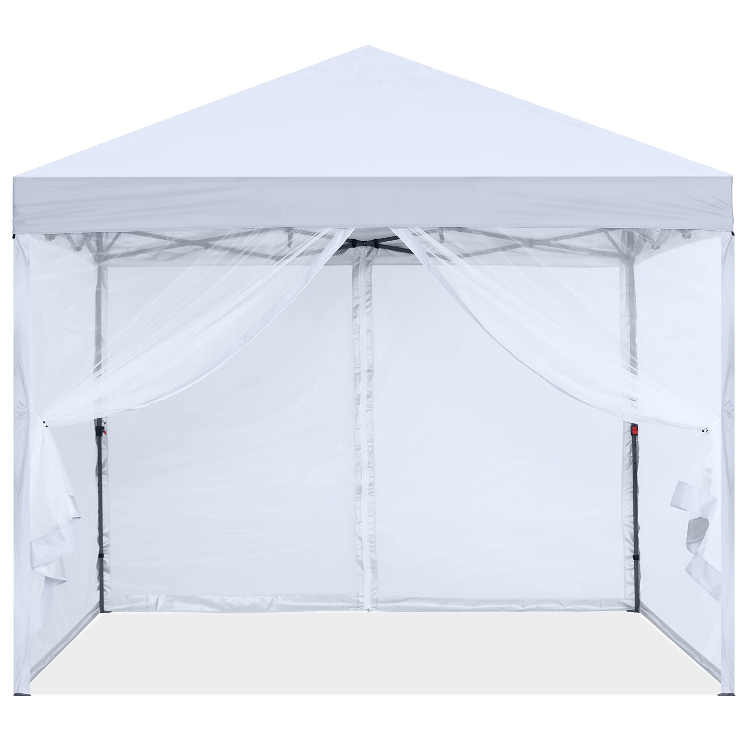 mastercanopy pop-up easy setup outdoor canopy with netting screen walls (10x10, white)