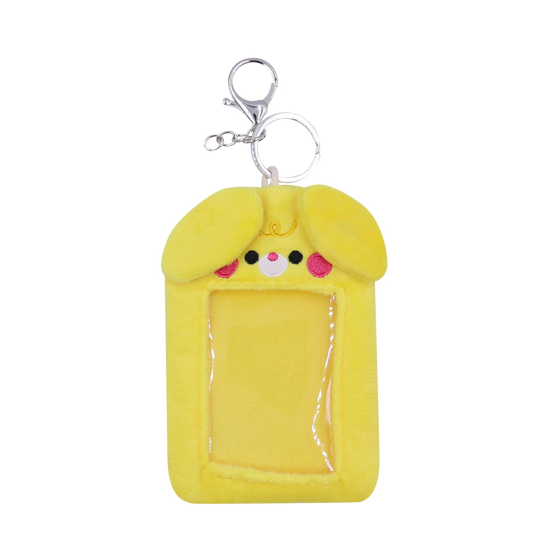 ZGMYCCute Plush Kpop Photocard Holder with Keychain, Cartoon Bunny Puppy Cat Photo Sleeve ID Bank Credit Card Holder Protector