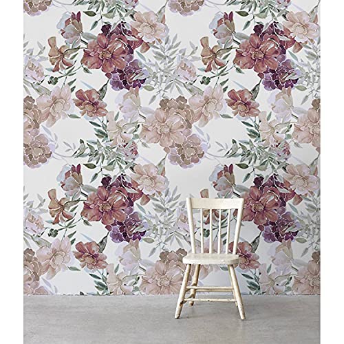 Papier peint fleuri lessivable pour rénover un mur de salon abîmé