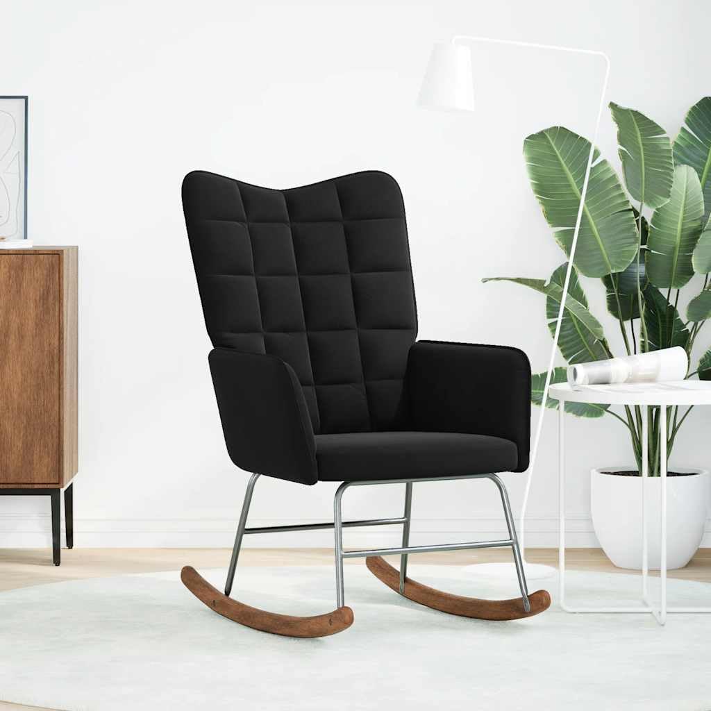 Mecedora de terciopelo con asiento y respaldo acolchados gruesos, marco estable de madera contrachapada y metal, patas de madera para un soporte seguro, cómodo sillón para sala de estar