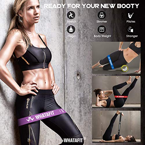 Whatafit Mini Resistance Loop Bands Set Of 5 Premium Exercise Fitness Band Best For Stretching, Crossfit, Pilates, Yoga, Physical Therapy, Home Gym, Natural Latex Workout Band With Mesh Bag Guidebook #TOP3