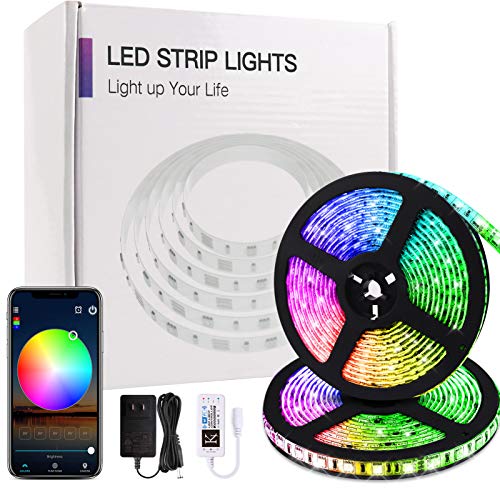 KORJO Led Strip Lights, 32.8ft WiFi Music Lights with Dream Color Chasing, 12V 300 LEDs App Controlled Rope Lights Kit Working with Alexa, Waterproof Flexible Led Lights for Room, Kitchen and Party