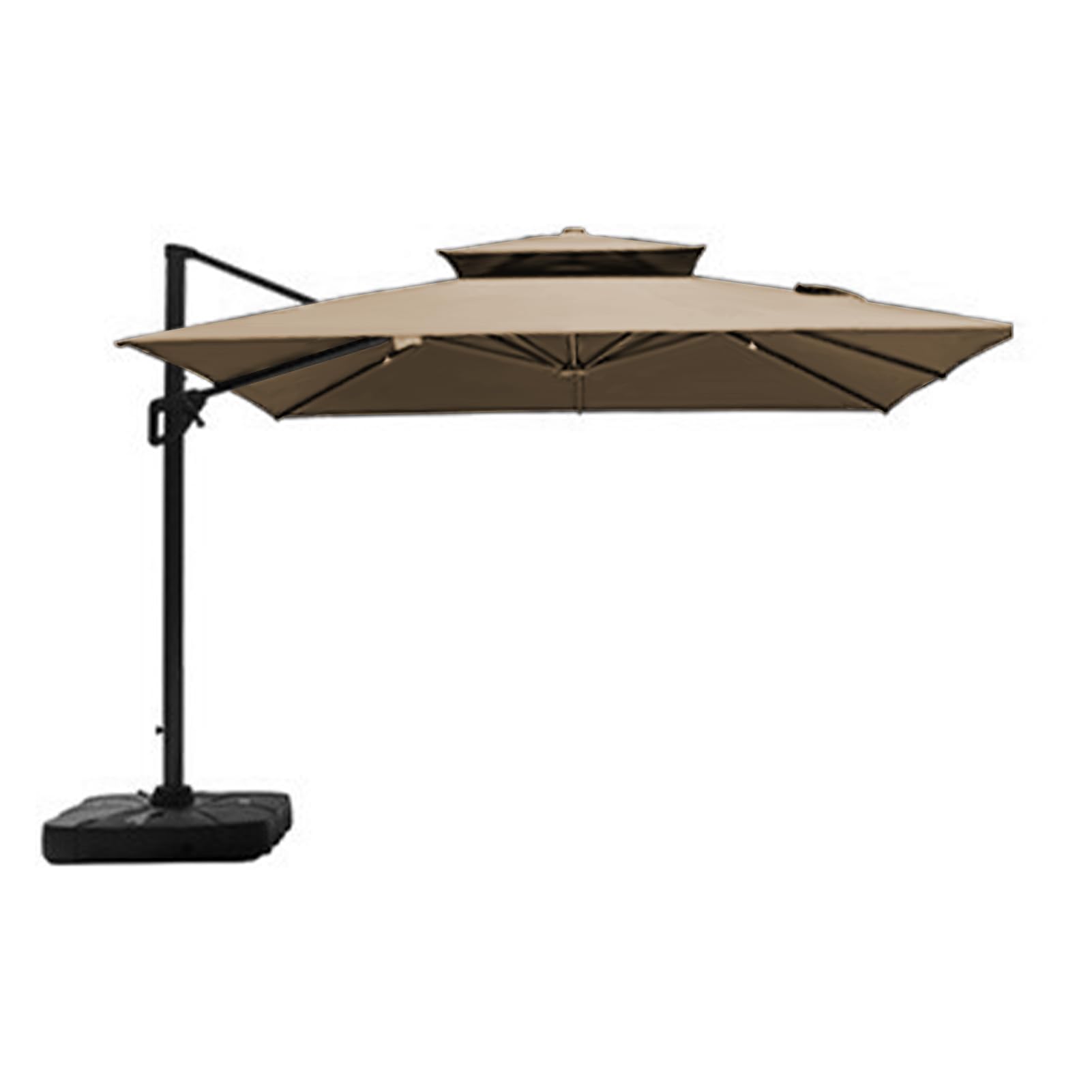 Square Patio Umbrella Canopy Replacement 3x3M Hanging Offset Cantilever Outdoor Cover for Backyard Garden Beach Yard Table Khaki Color 8 Ribs Top