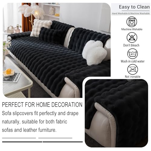 Housse de canapé peluche lapin noire protège votre divan des animaux - 8