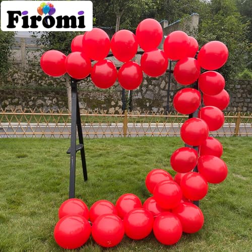 Image of Firomi Matte Latex Red Balloons 12-inch 100 Pack (with 3 Ribbons)