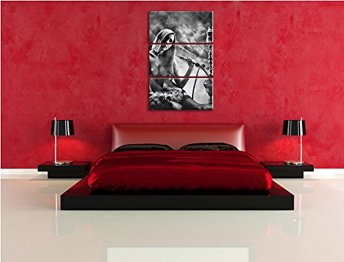 Pixxprint Frau mit Shisha im Nebel als Leinwandbild/Größe: 3 Teilig (120x80 cm) cm/Wandbild/Kunstdruck/fertig bespannt – Bild 4