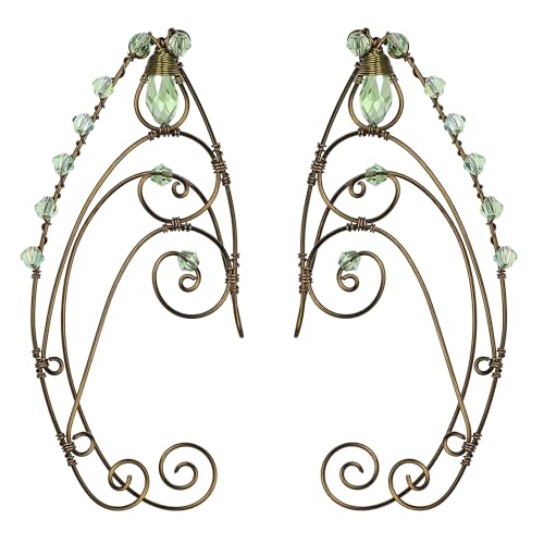 CoTera Fairy Elf Ear Cuff - Handmade Fairy Gold Ear Cuff Earrings Renaissance Costume Rhinestone Accessories for Cosplay