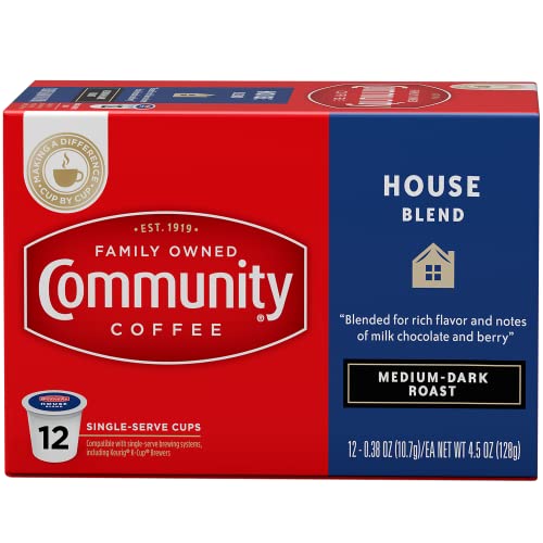Image of Community Coffee House Blend 12 Count Coffee Pods, Medium-Dark Roast, Compatible with Keurig 2.0 K-Cup Brewers, Box of 12 Pods (Pack of 2)