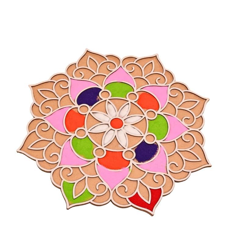 Craftvatika Portable Rangoli Stencil for Decor Rangoli Lotus Design for Diwali Decoration Item for Home and Diwali Gifts - 12 Inch Ananta Rangoli Stencils for Room, Hall Diwali Festival Item