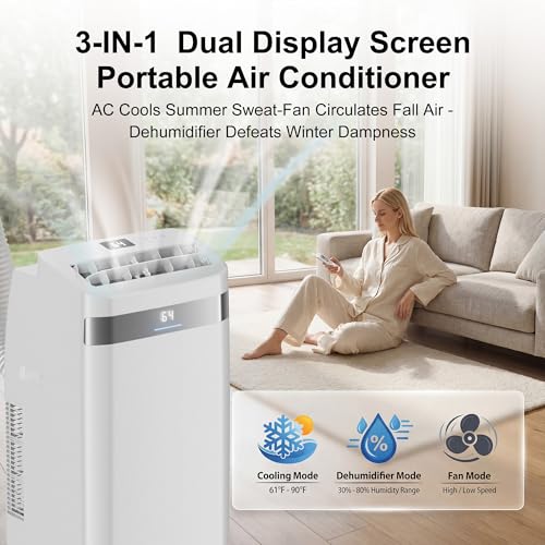 Image of AKIRES Portable Air Conditioners,12,000 BTU Air Conditioner for Bedroom with Remote Control,Portable AC Unit With Fan & Dehumidifier,Cools Up To 550 Sq.Ft For Large Room With 24H Timer And Sleep Mode