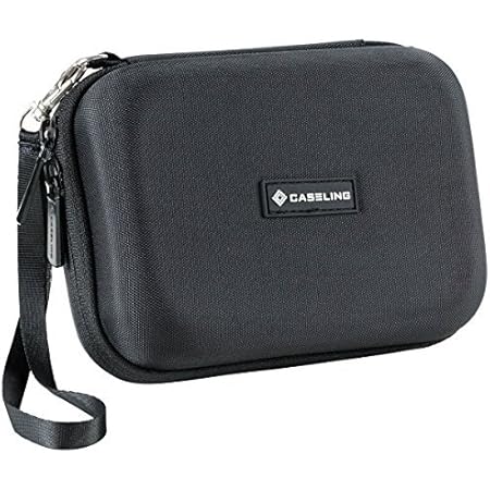 Caseling Hard Carrying GPS Case for up to 5-inch Screens. for Garmin Nuvi, Tomtom, Magellan, GPS – Mesh Pocket for USB Cable and Car Charger - Black