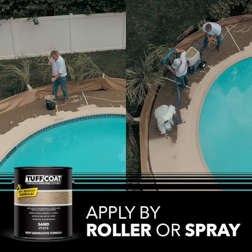 Image of Tuff Coat Medium Texture Rubberized Non-Skid Deck Coating - Textured Non-Slip Safety Surface for Pool Decks, Docks, Boat Ramps, Patios, Walkways & High-Traffic Areas (UT-216 Sand 5-gallon)