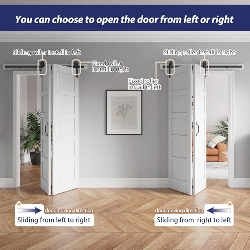 Image of FREDBECK Bifold Barn Door 48x96 (Double 24x96) Bi-fold Closet Doors,White