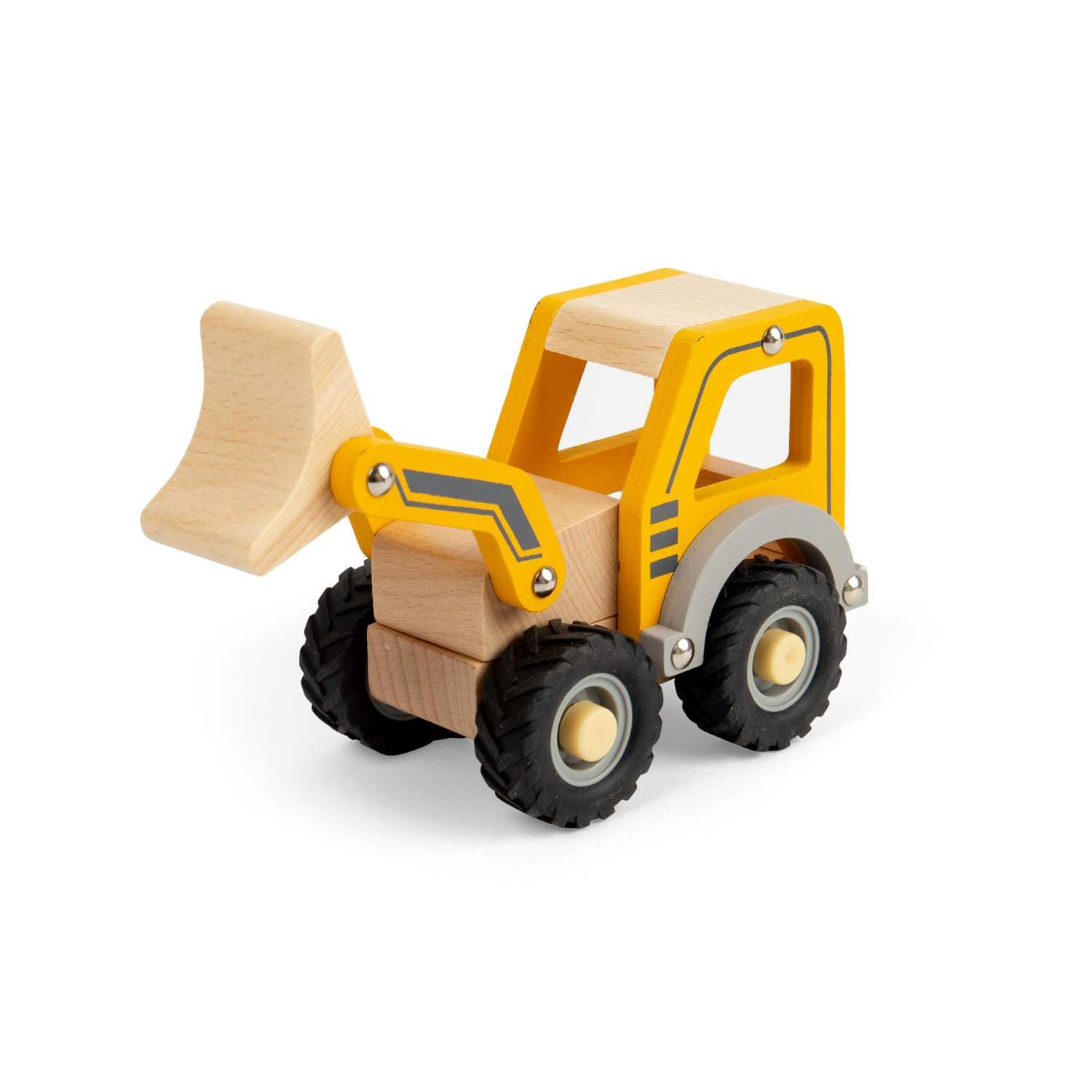 Bigjigs Toys Mini Digger, Kids Diggers, Wooden Construction Truck, Toddler Play Vehicle, Sandpit Playsets