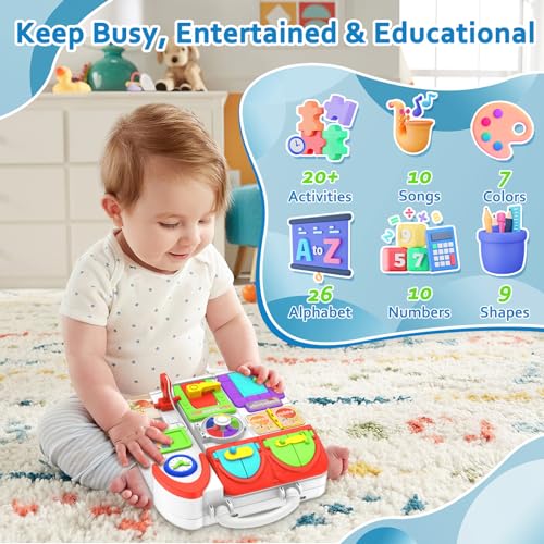 Toddler Toys for 1-2 Year Old Boy, Musical Montessori Busy Board, Early Educational Toy for Toddlers 1-3, Motor Skills Developmental Toy for 12-18 Month Age, Birthday Gift for 1+ Year Old Boy Girl - Image 3
