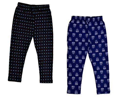Image of IndiWeaves Girls Printed 3 /4 Length Capri Pants (Pack of 2) Black1::Blue