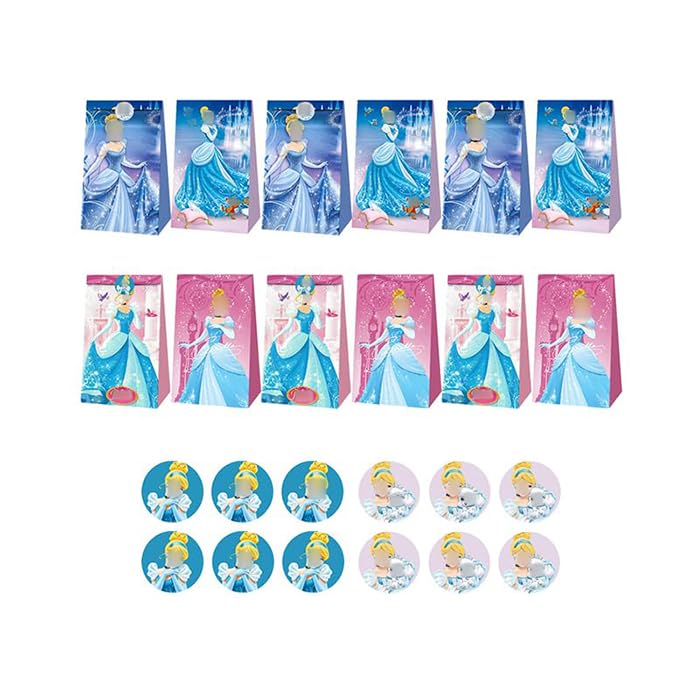 Gift Bags Cinderella Party Candy Bags Cinderella Cartoon Stickers Kids Cinderella Birthday Party Bags Fillers Cinderella Treat Bag Sweets Cinderella Personalised Party Stickers Cinderella Party Bags