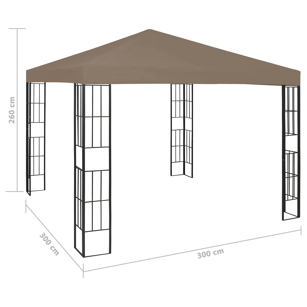 Pawilon 3 x 3 m, kolor taupe, namiot imprezowy z poliestru i stali, namiot ogrodowy z ochroną przed słońcem i promieniowaniem UV, odporny na warunki atmosferyczne, składany namiot na taras