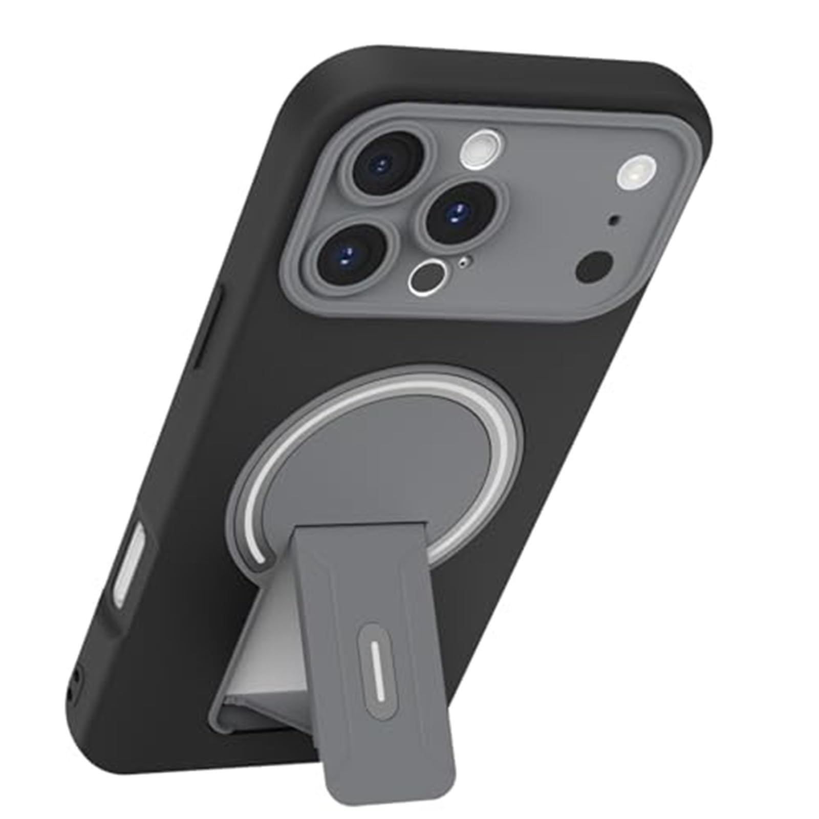 Etui do iPhone'a 17 Pro Max/17 Pro/17 Air/17, silikonowa obudowa z podpórką do ładowania bezprzewodowego, ochrona przed upadkiem, osłona ochronna na aparat, czarne, 17 Pro Max)