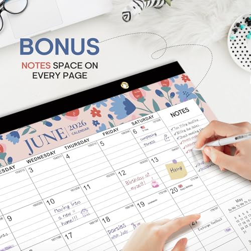 Image of Desk Calendar 2026-2027, 21-Month Calendar Runs Unitl June 2027, Large 17 inch x 12 inch Monthly Desktop & Wall Calendar for Home & Office - Twilight Petals