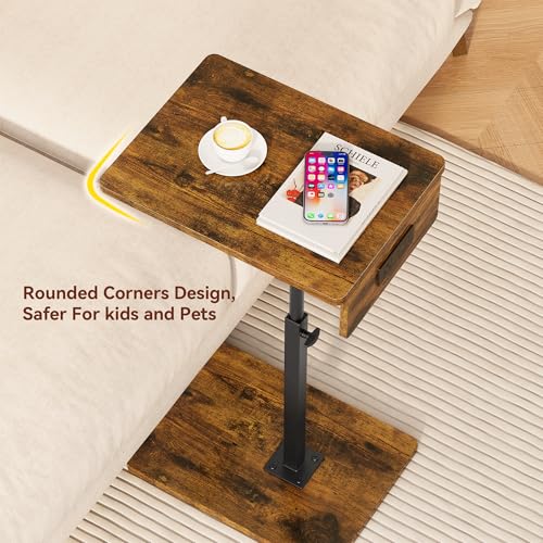 C Shaped End Table with Charging Station, Adjustable Height C Table End Table, 360°Swivel TV Tray Table for Small Spaces, Rounded Corners Couch Table, Side Tables Living Room for Sofa,Chair,Snack,Bed by Vagusicc - Used condition - Image 2