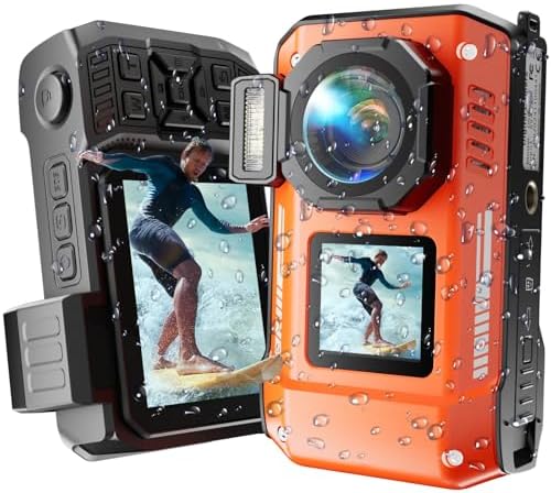 8K Underwater Digital Camera - MaxMango 70MP 33FT Waterproof Camera with 64G Card - Underwater Camera for Snorkeling Floatable Dual-Screen Selfie 2500mAh Battery Point and Shoot Digital (Orange)