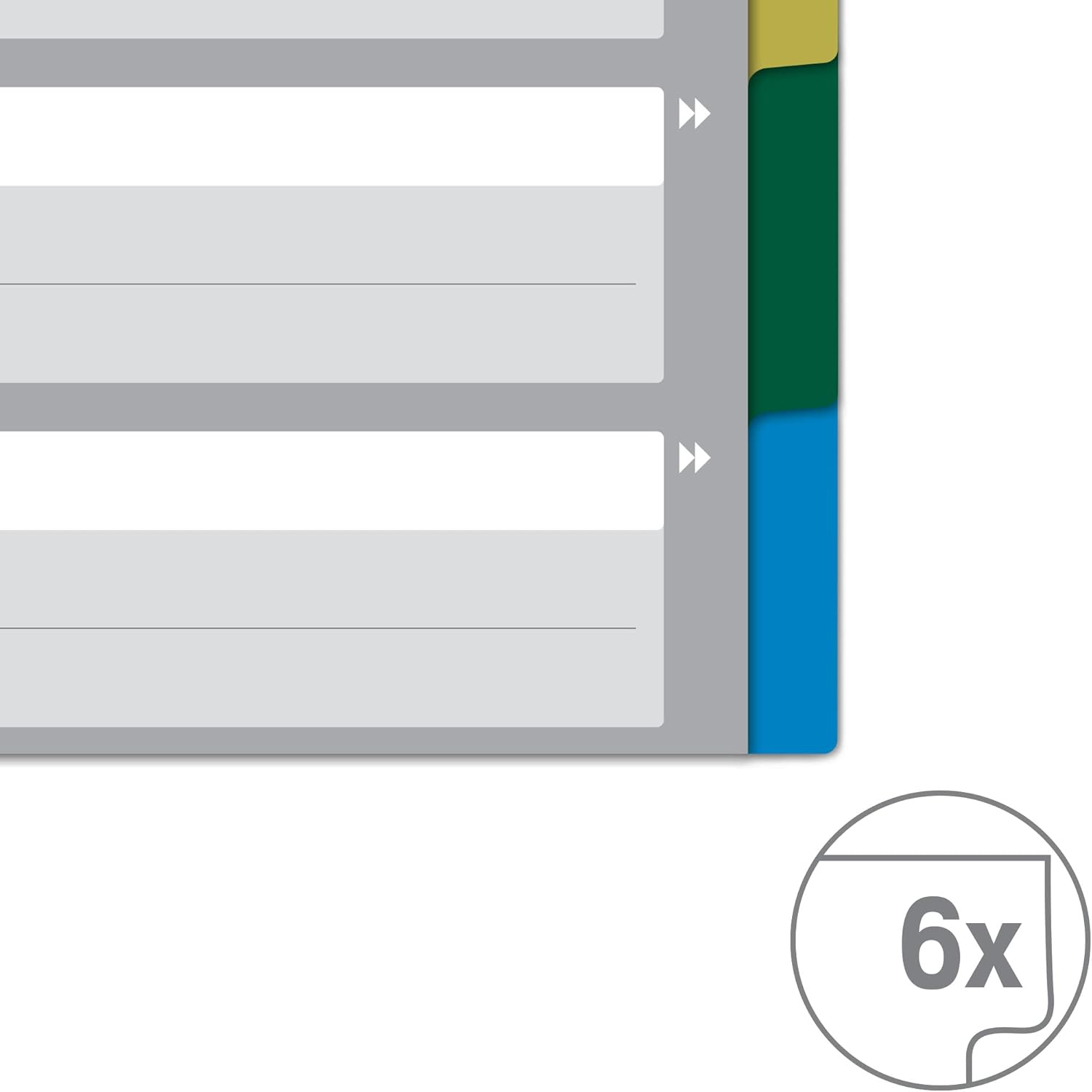 VON Leitz Leitz 13050000 Pack of 10 6-Part Index A4 Blank Dividers for Folders, Polypropylene, Extra Wide, 11-Hole Universal Index for File Folders and Ring Binders, Multi-Colour, Pack of 10