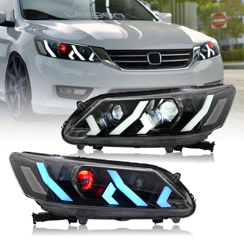New Headlamp Compatible with Honda Accord 4-dr LX Touring Hybrid EX EX-L Sport Sedan 2013 2014 2015 Headlights for 9th Gen Accord 2013-2015 Front Head Lamps 1 Pair