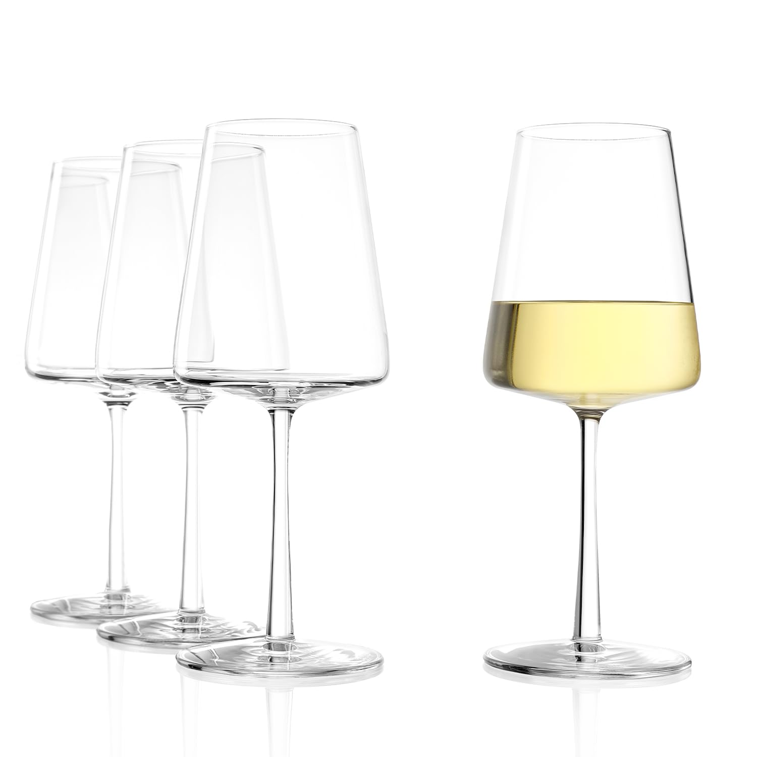 Stölzle Lausitz White Wine Glasses Set of 4 (POWER). Dishwasher Safe, Lead-Free Crystal Luxury Wine Glass (13.5 Floz). Durable Set of 4 Wine Glasses
