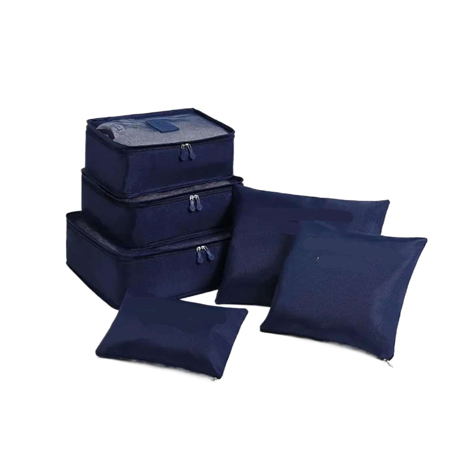 6Pcs Set Travel Organizer Foldable Storage Bags Suitcase Zip Packing Cubes Cases Portable Luggage Clothes Shoe Tidy Pouch for Suitcases(Dark blue)