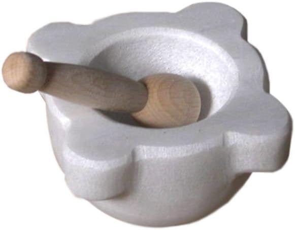 White Marble Mortar Kitchen or Pharmacy Mortar with Wood Pestle White Marble Mortar 7 cm