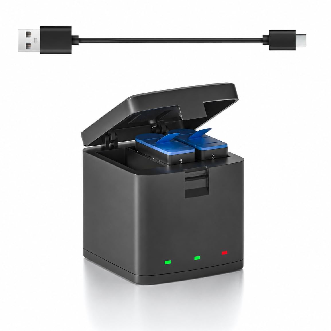 Batteria di Ricambio e Caricabatterie per Hero 12, Hero 11, Hero 10, Hero 9, Mini Creator Edition, Kit 2 Batterie e 1 Caricatore, Compatibile con CHDHX-901-XX