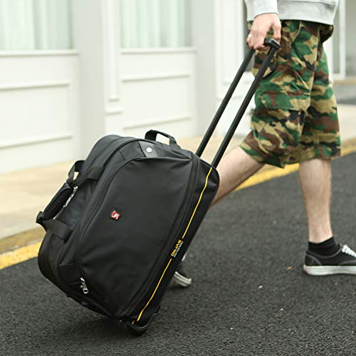 OIWAS Small Rolling Duffle Bag with Wheels Carry On Luggage Suitcase Travel Tote Men Women Short Term Trips Expandable 45L to 55L Black