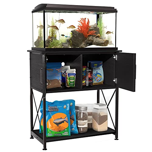 Herture 20-29 Gallon Aquarium Stand Metal Frame Fish Tank Stand with Cabinet Storage, for 20 Gallon Long Aquarium,29.9" L*16.5" W Tabletop,330LBS Capacity Black PG01YGB - Image 7