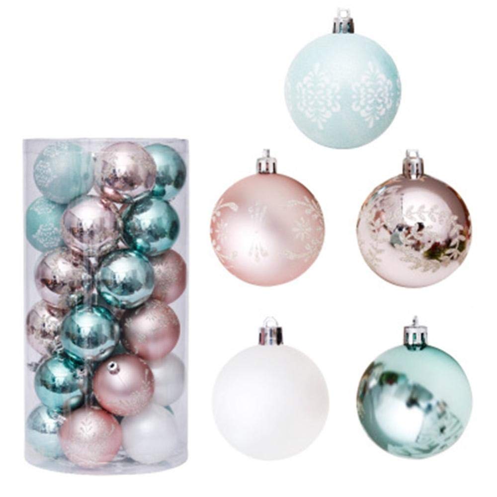 Boules de Noël or rose champagne et rouge métallisées pour sapin | Lot de 30 pièces