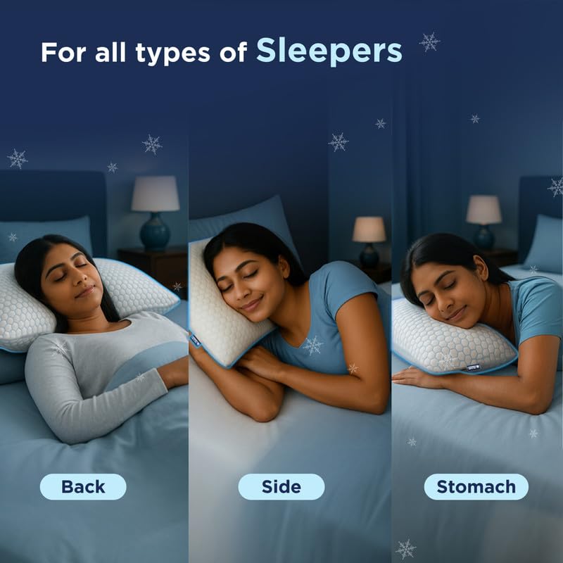 Image of The Sleep Company SnowTec Adjustable Plush Pillow | Cool Pillow for Hot Sleepers | Height & Firmness Adjustable Zipper | Microfiber Sleeping Pillow | Machine Washable Bed Pillow | White | Pack of 1