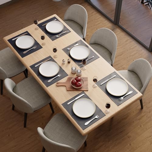 Image of Encasa XO Leather Dining Table Mats Set of 6 | Water Repellent & Heat Resistant Dining Table Mats | Washable & Easy to Clean Placemats for Kitchen Decor - 42x30 cm (Navy Blue)