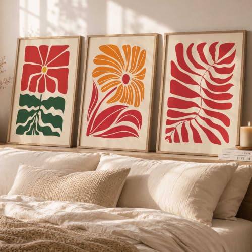 Image of kotart Home Decor Boho Painting Decorative Wall Art poster With Frame For Living Room Bed Room Hotel Wall Decor Digital Reprint Set of 3 (35x37 Inch)