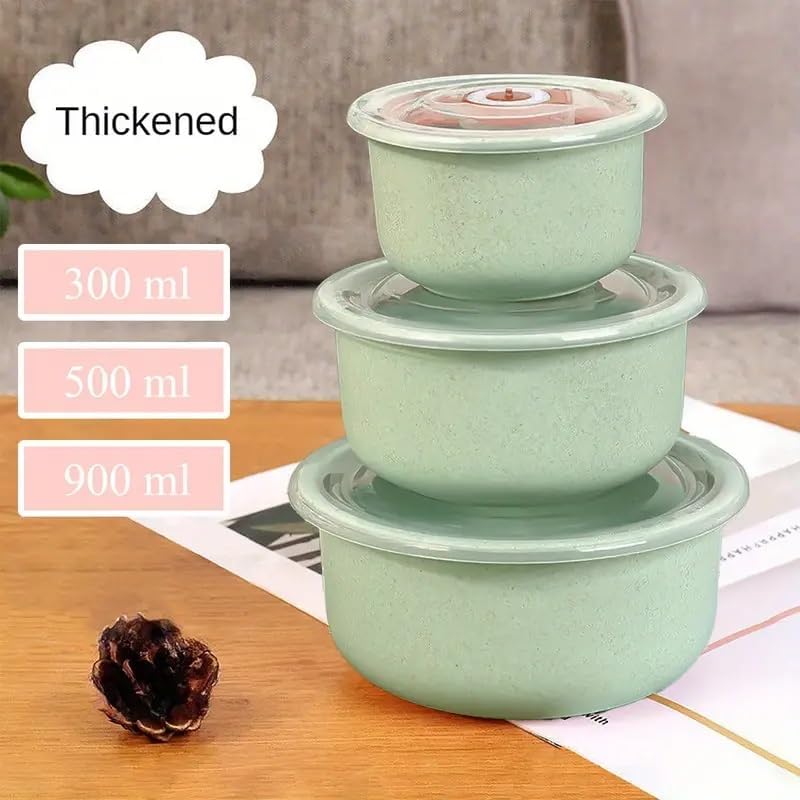 3pcs/1set Airtight Food Storage Containers box(GREEN). Food Fresh Keeping Bowls, Multiple Sizes, Lunch Boxes, Outdoor, Kitchen Essentials,Household Stackable Food Preservation Sealed Box With Lid,