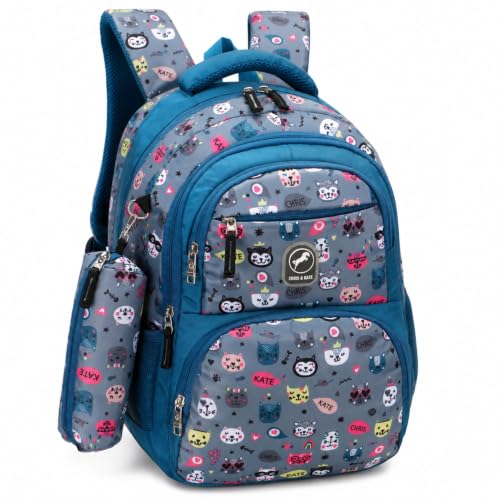Image of Chris & Kate Premium 32 L Multi-Print School Bag for Boys Girls and Kids Spacious Interiors Casual Backpack Perfect for School, College, Everyday Use Includes Free Stationery Pouch and Rain Dust Cover
