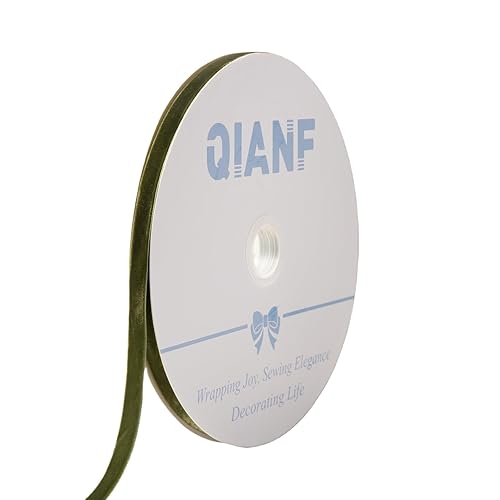 QIANF Vintage Moss Green Velvet Ribbon Christmas Ribbon for Gift