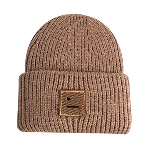 Goofy Hat - Gorro de invierno para mujer y hombre, divertido bordado de punto de invierno, a la moda, color liso, con mapache, cálido gorro de esquí al aire libre, gorro cálido con sombreros pequeños,