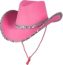 Clearance Cowboy Hat for Men Women Cowboy Felt Hat Lightweight Travel Cap Western Hat Wide Brim Durable Cowgirl Adjustable Outdoor Hat Large Sun Hat UK