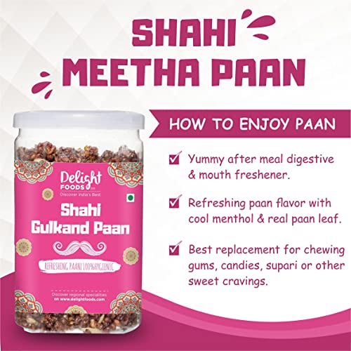 Image of Delight Foods Gulkand Meetha Paan Mukhwas Mouth Freshener, 100grams | Without Supari |Sweet Paan Hygienically Packed Jar | Traditional Mukhwas