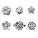 BEADNOVA 60pcs Tibetan Silver Lovely Flower Spacer Charm Beads for Jewelry Making Findings Assorted 6 Styles with Container