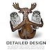 Rivers Edge Products Rivers Edge Products Moose Holding Salt and Pepper Shakers - Poly Resin Holder and 2 Glass Spice Dispenser - Unique Dining Table Accessories - Gift-Ready Novelty Kitchen Counter